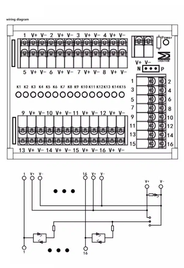 16 channels PLC Sensor Double Lever Spring Terminal Module – Image 2