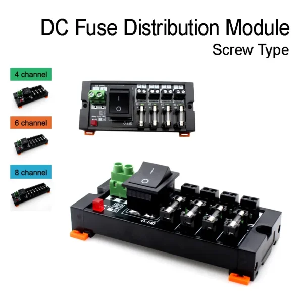 4/6/8 Channel Screw Type DC Power Distribution Terminal Block with Switch Indicator