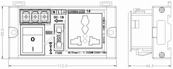 1-Socket AC Power Distribution Module with Switch | HM04-01D - 图片 2