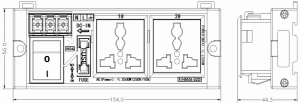 2-Socket AC Power Distribution Module with Switch | HM04-02D - 图片 2