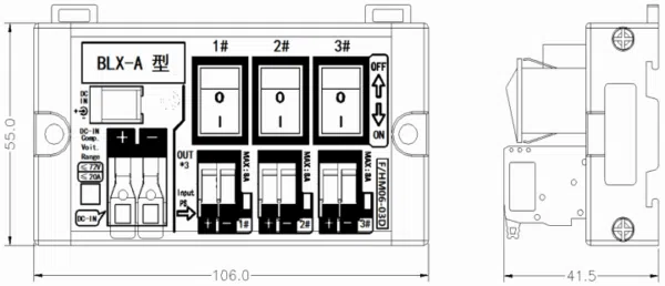 3-Chanel DC Power Distribution Spring terminal block | HM06-03D - 图片 2
