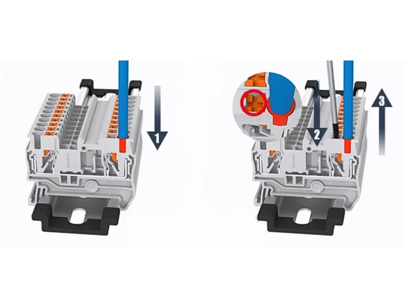 Installation Method of push in din rail terminal block