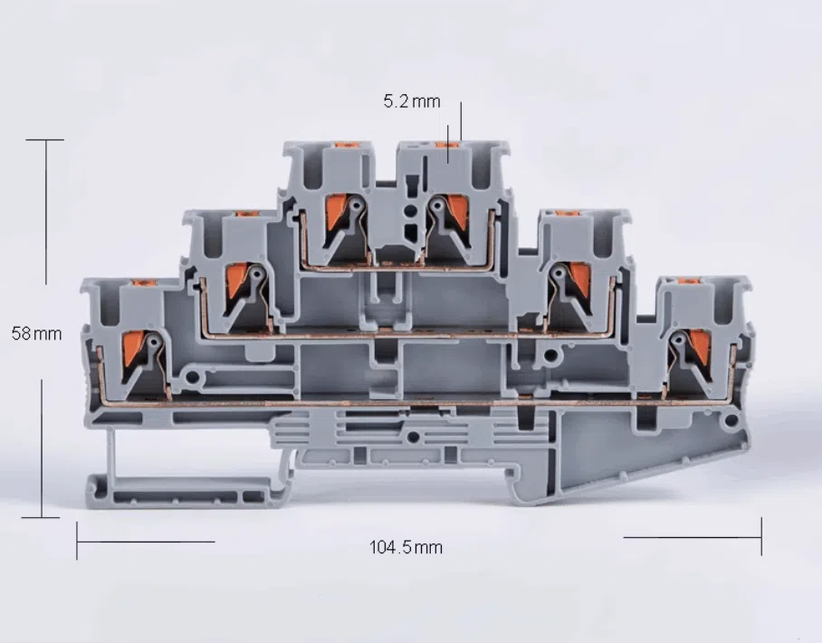 PT2.5-3L push in din rail terminal block