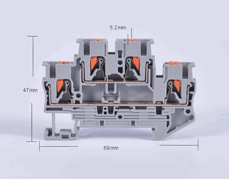 PTTB2.5 push in din rail terminal block