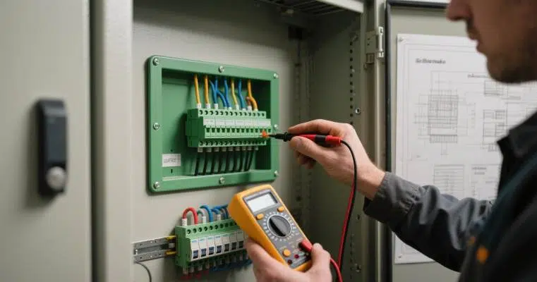 a-multimeter-verify-the-installation-of-flush-mount-pluggable-terminal-block-panel