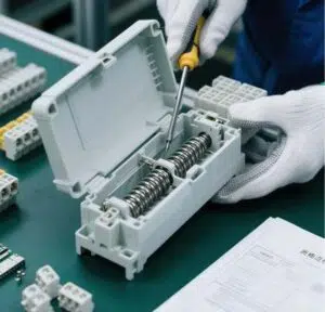 spring-loaded connection in push-in terminal block