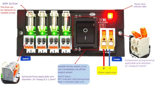 Multi-channel DC fuse distribution module splitter board 4/6/8/12/16 with fast stamping terminals - Image 5