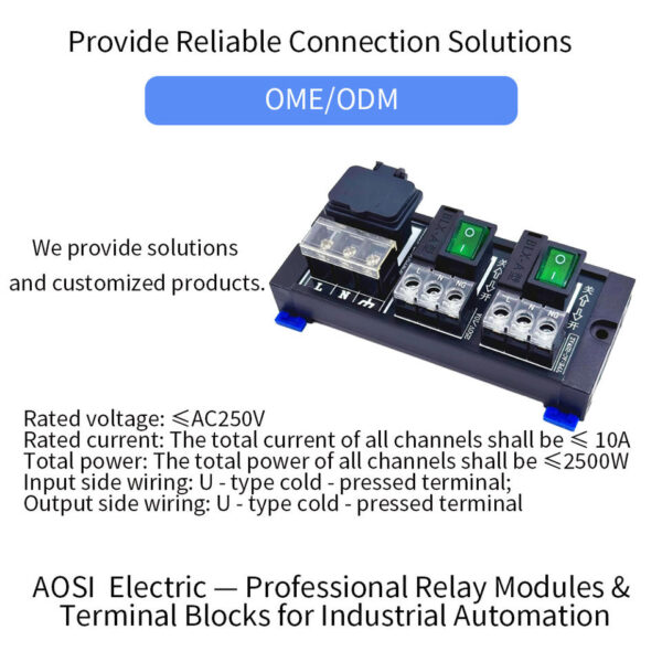 AC distribution terminal block 2 4 6 8-channel DIN rail mounting 10A with independent switch and fuse multi-channel power module - Image 3