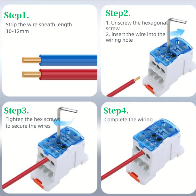 4 step to install high current distribution block
