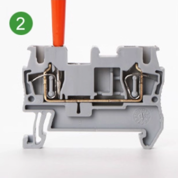Insert wire straight into ST push-in terminal port for secure connection